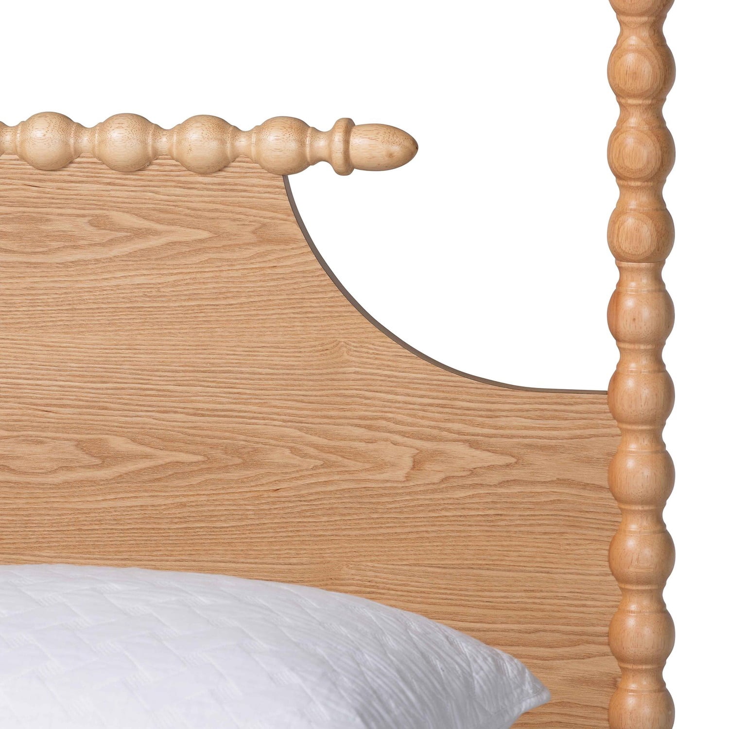 Baxton Studio Caliana Bobbin Four-Poster Platform Bed Natural Brown Queen