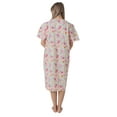 thumbnail image 4 of Women's Short Sleeve Woven Snap-Front Closure Floral Embroidery Housecoat Duster Lounge Nightgown, Peach XX-Large, 4 of 5
