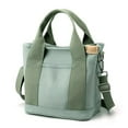 thumbnail image 3 of Women‘s Canvas Tote Bag Canvas Handbag with Multi Inner Pockets Zipper Closure with a Pendant Solid Color, 3 of 5