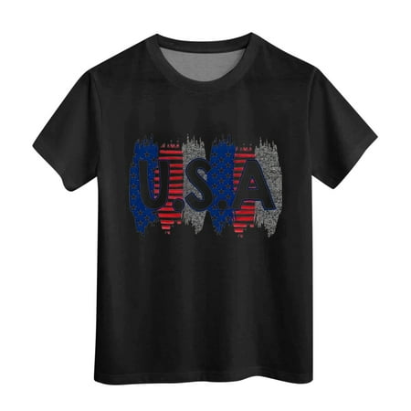 

KDFJPTH Children Short Sleeved Comfortable And Soft Independence Day Printed T Shirt Toddler Tops