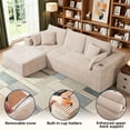 thumbnail image 4 of 102" L-Shaped Modular Sectional Sofa with Chaise and 4 Throw Pillows, 3 Seater Comfy Corduroy Fluffy Couch,Boneless Couch with Deep Seat and 2 Cup Holders for Living Room,Apartment,Office,No Assembly, 4 of 13