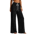 thumbnail image 4 of Womens Leopard Print Pants Casual Elastic Waist Wide Leg Pants Loose Fit Lounge Trousers with Pockets, 4 of 5