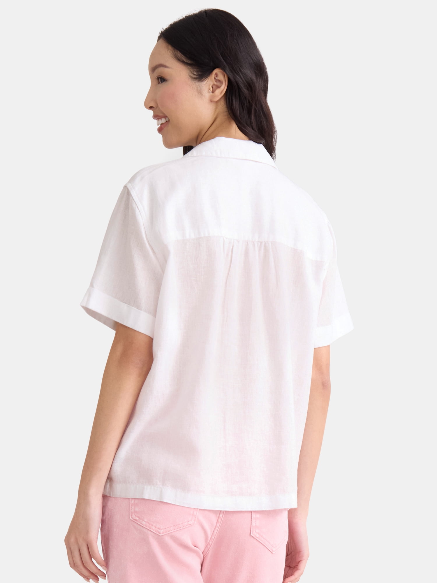 Time and Tru Women’s Cropped Camp Shirt, Sizes XS-XXXL