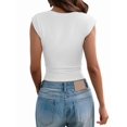 thumbnail image 3 of Womens Deep V Neck Crop Tank Tops Going Out Crop Top Sleeveless Slim Fit Y2k Summer Tops White S, 3 of 7