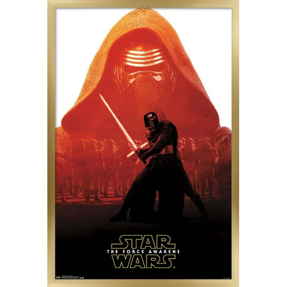 Star Wars: The Force Awakens - Kylo Ren Badge Wall Poster, 14.725" x 22.375", Framed