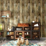 Peel and Stick Wood Plank Wallpaper Shiplap 17.7"x 19.7ft Brown