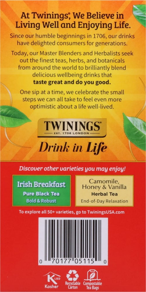 Pack of 2 Twinings of London English Breakfast Pure Black Tea Bags, 50 ct, 3.53 oz (Package May Vary)