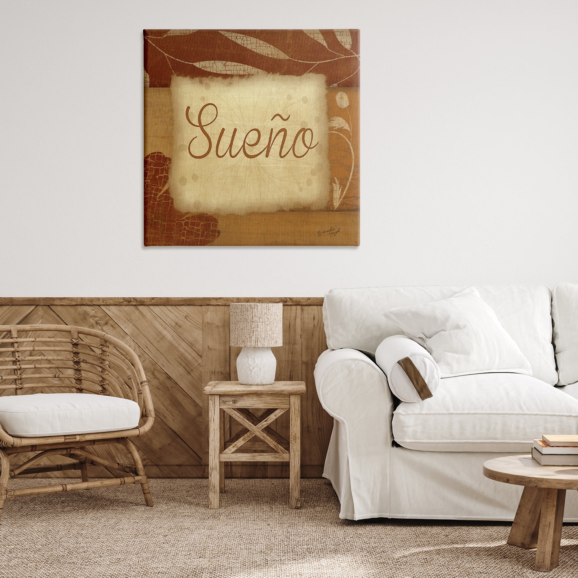 Stupell Industries Sueño con Flores Tradicionales Typography and Symbols Painting Wrapped Canvas Art Print Wall Art, 36 x 36