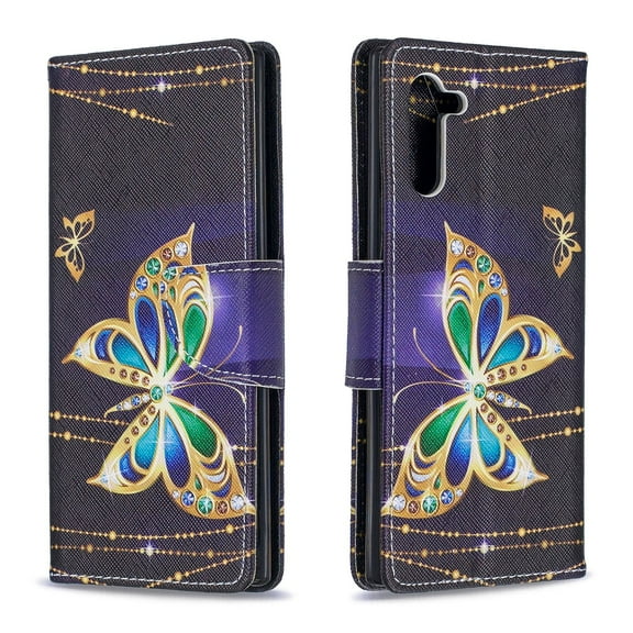 Allytech Galaxy Note 10 Case Wallet, PU Leather Slim Lightweight Stand Feature Cards Holder Folio Style Anti Slip Wallet Case Cover for Samsung Galaxy Note 10 2019 Released,Butterfly