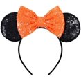 thumbnail image 2 of FANYITY Orejas de Minnie, Diadema con Orejas de Mickey y Lentejuelas para niños, niñas, Mujeres, Viaje de Halloween y Disney (Lazo Naranja), 2 of 4
