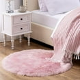 thumbnail image 3 of Ghouse Round Pink Area Rug 3 feet, Thick and Fluffy Faux Sheepskin Machine Washable Circle Plush Carpet, Faux Sheepskin Rug for Living Room, Bedroom, Kids Room, 3 of 5