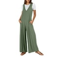 thumbnail image 2 of QATAINLAV Women's Casual Summer Loose Jumpsuits Flowy Wide Leg Jumper Pants Baggy V Neck Tank Rompers with Pockets Army Green XXL, 2 of 8