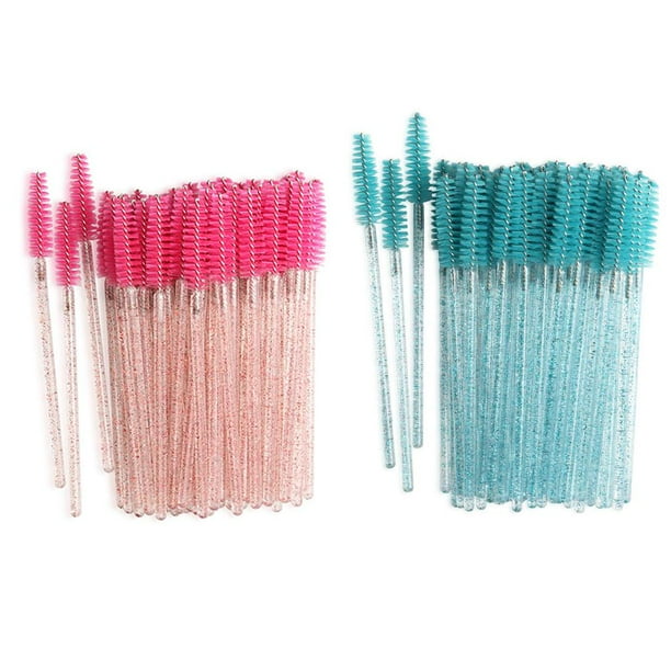 200pcs Varitas De Rímel Desechables Cepillos De Pestañas Varilla De Cristal + Rojo Rosa