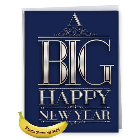 J4290NYGC Jumbo Birthday Father Card: 'Big Happy New Year-Elegant' 0 Greeting Card with Envelope by The Best Card