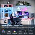 thumbnail image 5 of Huisuilinss U Shaped Computer Desk,78.7" Reversible Gaming Desk,Corner Large Home Office Desk With Led Lights,Ergonomic Monitor Stand,Power Outlets,Storage Shelves,4 Drawer, 5 of 7