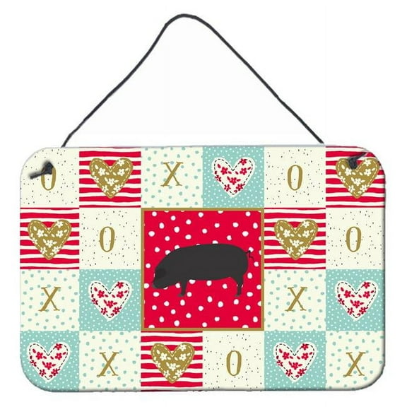 Caroline's Treasures CK5358DS812 Devon Large Black Pig Love Wall or Door Hanging Prints, 8x12, multicolor