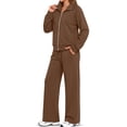 thumbnail image 3 of Fantaslook Two Piece Sets for Women Fall Outfits Lapel Long Sleeve Zipper Sweatshirts and Wide Leg Pants Lounge Tracksuits Sets, 3 of 9