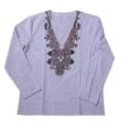 thumbnail image 4 of Snorda Long Sleeve Shirts for Men Linen Boho Printed V Neck Pullover Shirts Casual Loose Breathable Blouse for Daily Comfortable Wear, 4 of 5