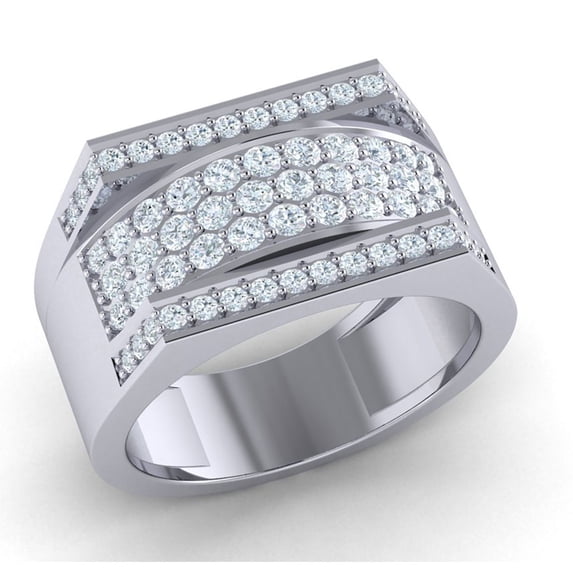 Real 1carat Round Cut Diamond Prong Men's Wide Fancy Anniversary Band Ring Solid 10K Gold J SI2