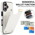thumbnail image 5 of Feishell for iPhone 16 Plus Back Wallet Case with Back Accordion Folding Card Holder,Shockproof Premium PU Leather Button RFID Blocking Card Slots Anti-Scratch Phone Case,White, 5 of 7