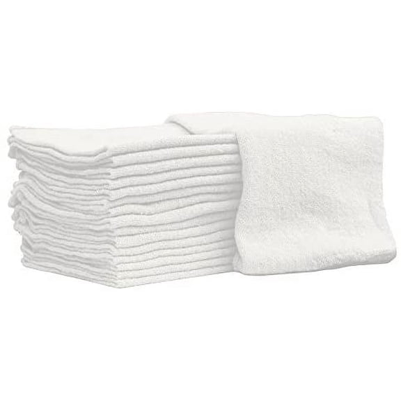 Nabob Wipers Auto-Mechanic Shop towels, Rags by 100% Cotton Commercial Grade Perfect for your Home Garage & Auto Body Shop (12x12) inches, 25 Pack, (White)