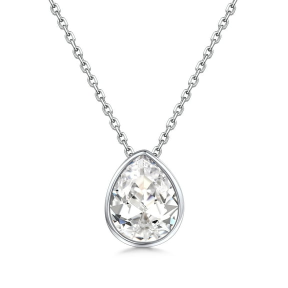 PROSTEEL Cubic Zirconia Necklace Teardrop Pendant Necklaces Women Sterling Silver White CZ Necklace Jewelry Valentine Mother Gift for Daughter Mom Wife
