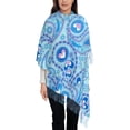 thumbnail image 1 of Foulard à Franges pour Femmes, Motif Cachemire Bleu, Long Châle Léger et Chaud, 1 of 6