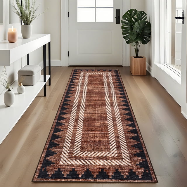 2x6 Washable Modern Solid Area Rug, Non Slip TPR Backing Low Pile Carpet for Living Room, Bedroom, Dining Room,Red