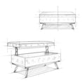 thumbnail image 4 of Owen 42 inch Wide Mid-Century Modern Lift Top Large Coffee Table Storage Ottoman in Distressed Black Vegan Leather, 4 of 15