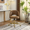 thumbnail image 4 of Ktaxon Office Desk Chair Adjustable Bronzing Cloth Fabric Computer Task Chair Small Rolling Vanity Stool with Wheels for Study Make-up Dressing Room Brown, 4 of 10