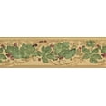thumbnail image 2 of Concord Wallcoverings Wallpaper Border Vintage Vine Pattern Leaves Berries for Kitchen Farmhouse Cottage, Colors Green Light Brown Gold Dark Red, Size 7 Inches by 15 Feet FFB2581, 2 of 4