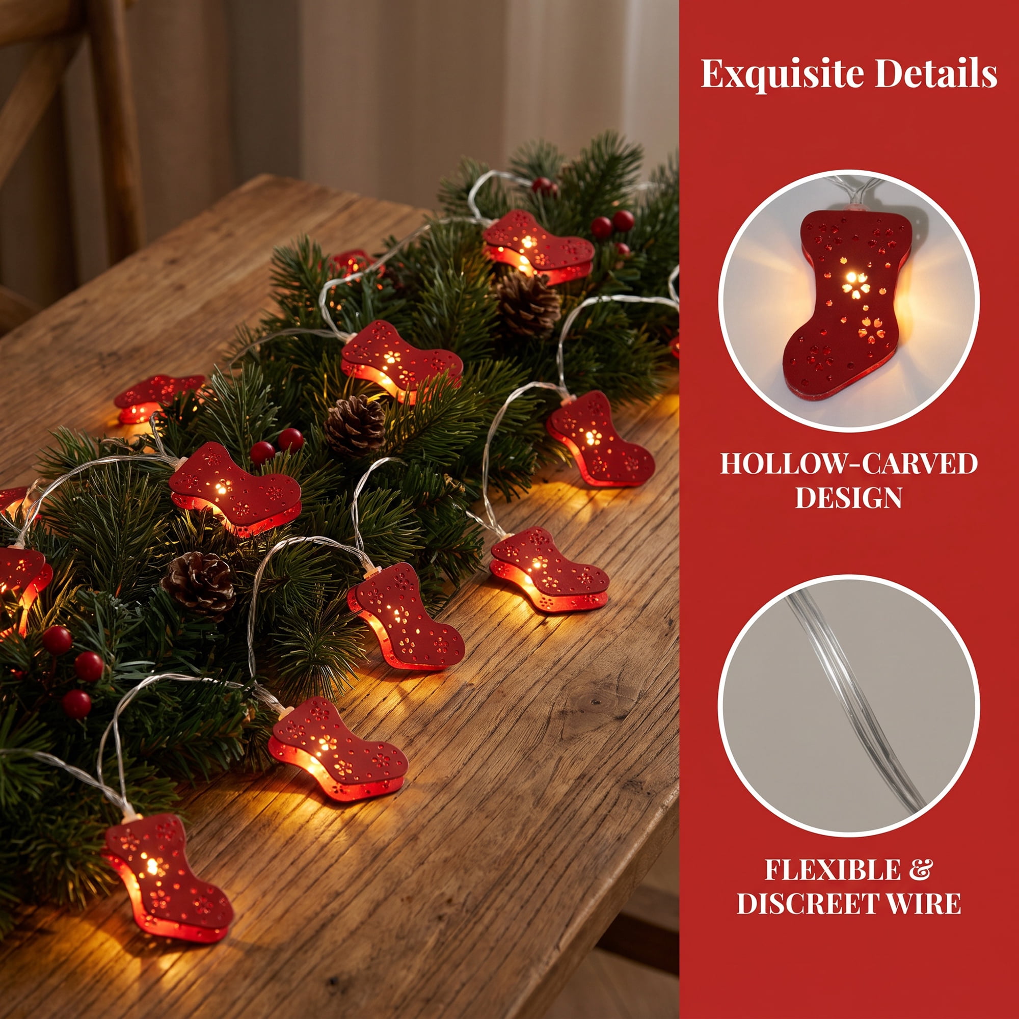 Unique Bargains Figurine Indoor Holiday Fairy Lamps 4.9 ft Sock Battery Operated