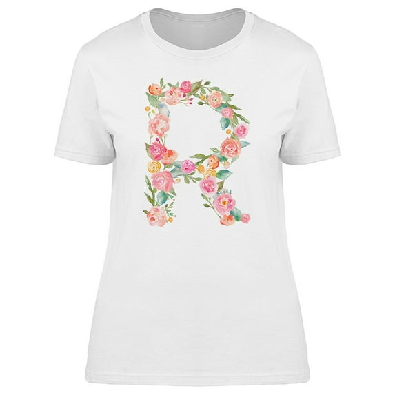 The Letter R Made With Flowers Tee Women's -Image by Shutterstock