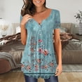 thumbnail image 2 of Gibobby Camiseta de manga corta para mujer Camiseta verano para mujer, camiseta informal con cuello en V, manga corta, con botones(Azul celeste,XL), 2 of 4
