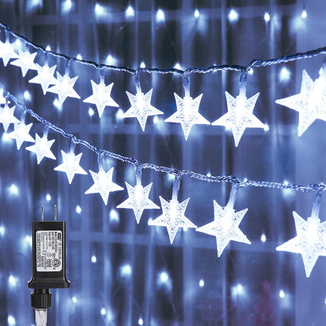 Christmas Lights,Star String Lights 100 D 33FT String Lights Plug in Fairy Lights 8 Modes Waterproof Connectable for Indoor Outdoor Wedding Birthday Christmas Decorations (White)