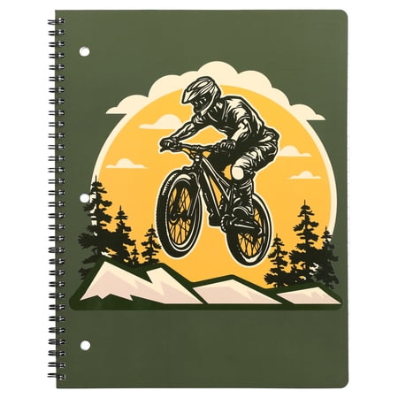 Pen+Gear Wide Ruled 1-Subject Notebook, 8.5" x 11", Green Dirt Bike, 80 Sheets