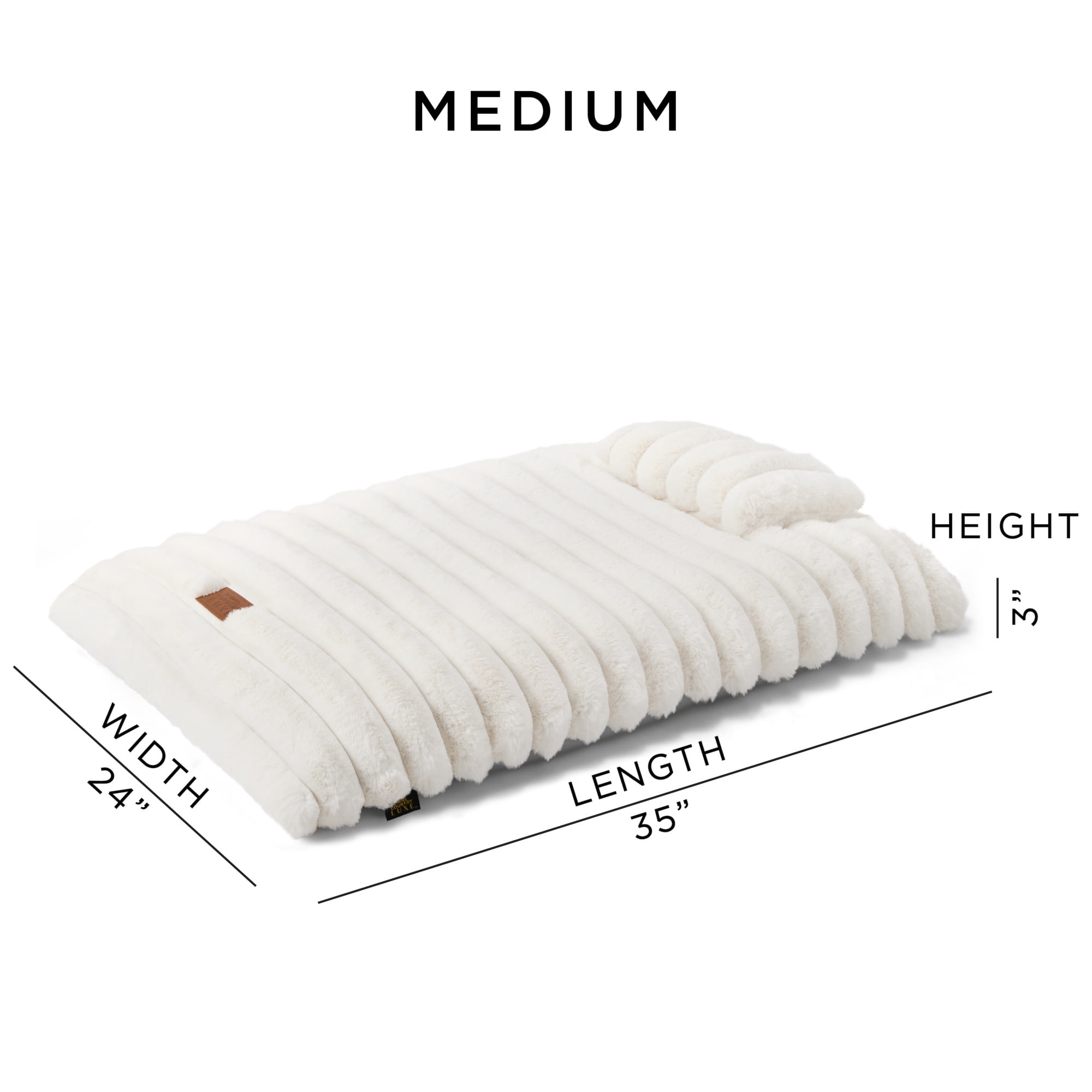 TOWN & COUNTRY LUXE CuddleTown Ribbed Bubble Stripe Pillow Crate Mat Pet Bed, Machine Washable Cover, Soft & Calming, Non-Slip Bottom, Cream, Medium 35"x24"x3"