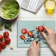 thumbnail image 4 of Bicycle Cutting Board, Love Couple Cycling Together Soul Mates Valentines Sketchy Print, Decorative Tempered Glass Cutting and Serving Board, Small Size, Black White Scarlet, by Ambesonne, 4 of 5