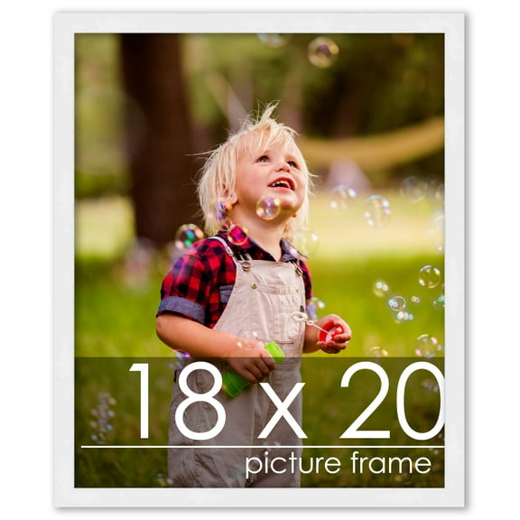 18x20 Frame White Wood Picture Frame - UV Acrylic, Foam Board Backing, & Hanging Hardware Included!