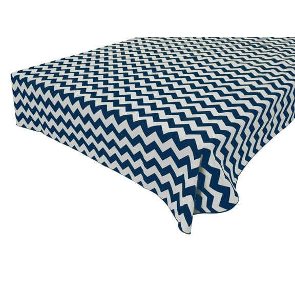Cotton Tablecloth Chevron Zig Zag Print Navy Blue