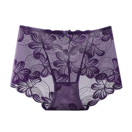 

Women Hipster Plus Size Mid Waist Party Hollow Out Floral Transparent See Through Quick Drying Lace Panty For Woman Dark Panties for Women