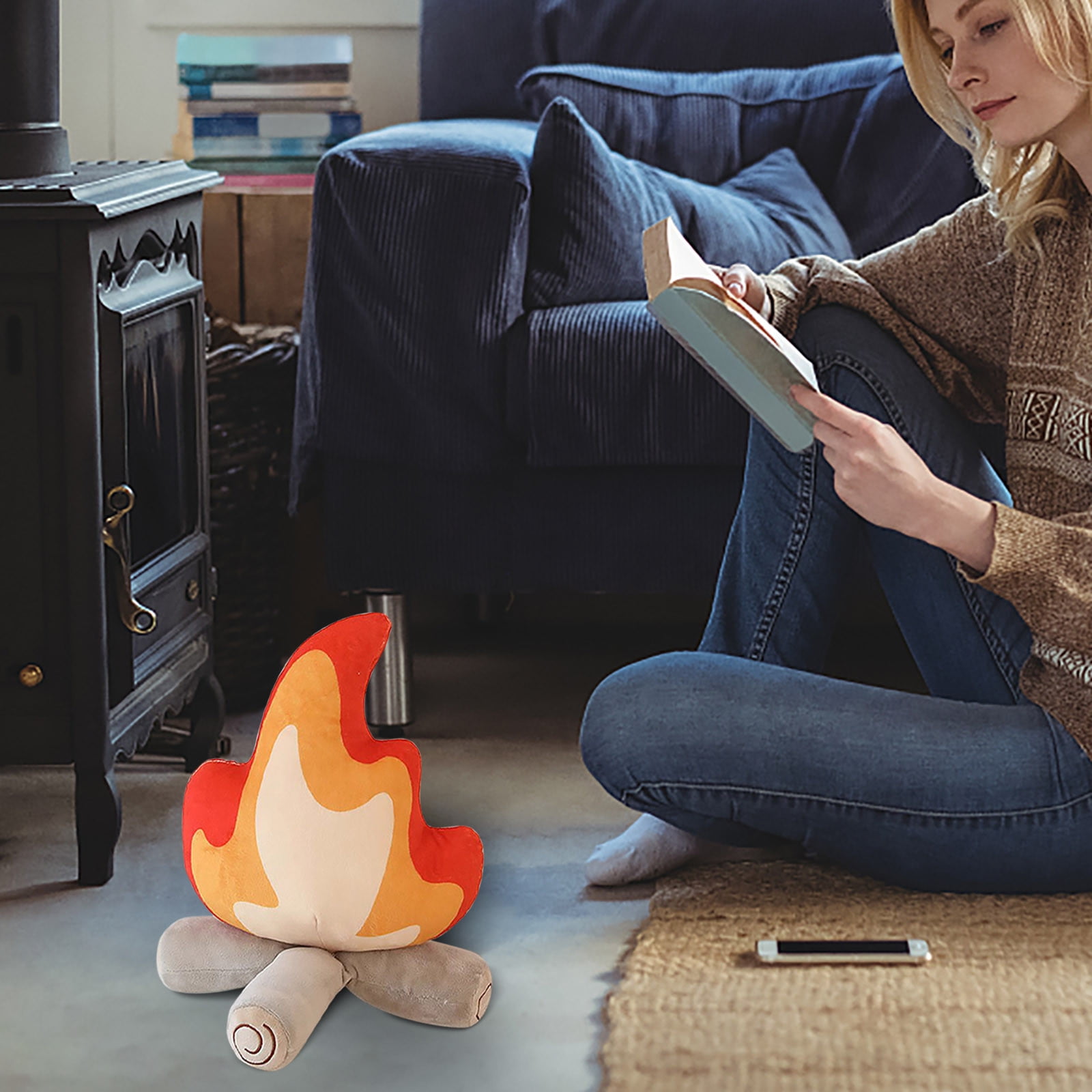 HUMJUSE Funny Campfire Plush, Simulation Fake Campfire Pillow