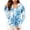 Light Blue, variant on Women Full Zip Hooded Red Banana Leaf Print Long Sleeve Thumb Hole Beach Sun Jacket