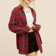 thumbnail image 2 of Busydd Womens Flannel Plaid Shacket Jacket Fashion Turndown Collar Long Sleeve Shirts for Women Casual Lightweight Fall Jackets Button Down Blouses Coats Cardigans with Pockets, 2 of 9