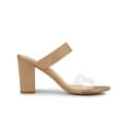 thumbnail image 3 of BLISSFUL STEP Women's Dual Clear Strap Block Heels Slides Sandals Nude (Size 7), 3 of 6