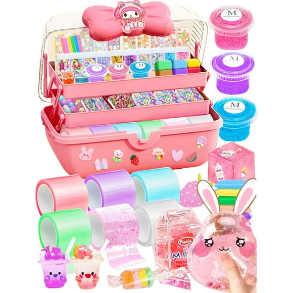 Jimcii Make Your Own Nano Tape Bubble Kit, with Pink Bow Box, Nano Tape Bubble Squishy Maker Kit for Kids, Nano Tape Bubbles