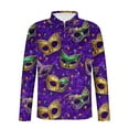 thumbnail image 4 of Ceisia Men's Slim-Fit Long-Sleeve Zip Polo Shirt with Mardi Gras Mask All-Over Print Gift, 4 of 5