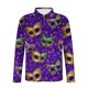 thumbnail image 5 of Ceisia Men's Slim-Fit Long-Sleeve Zip Polo Shirt with Mardi Gras Mask All-Over Print Gift, 5 of 5