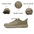 thumbnail image 2 of Mens Casual Sneakers Leather Soft Walking Shoes Non-slip Breathable Driving Shoes Lightweight Board Shoes Gray 7 UK, 2 of 7
