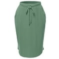 thumbnail image 2 of A2Y Women's Elastic Waist Self Tie Tulip Hem Side Pocket Skirt Light Green S, 2 of 5